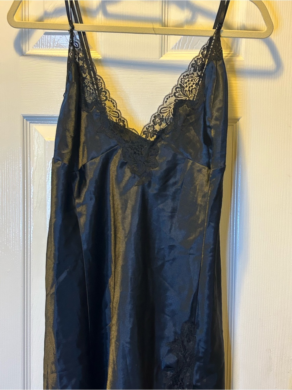 Frederick's of Hollywood Black Satin Lace-Trim Slip Size 3X
